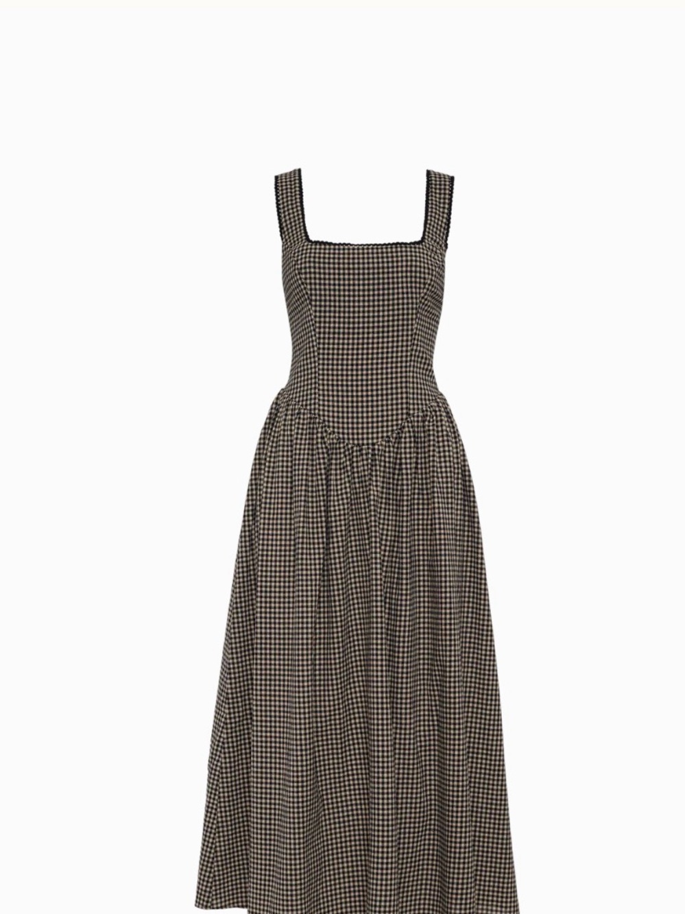 Rumored Gingham Midi Dress in Black and White